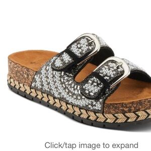 Chic Black and Silver Beaded Sandals